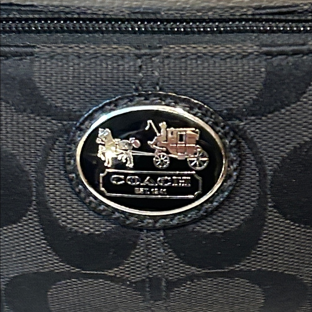 Coach Black Signature Wristlet with Silver Emblem - Picture 3 of 12